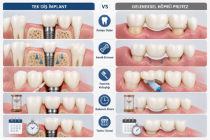 Geleneksel Diş Köprüsü ile İmplant Karşılaştırması