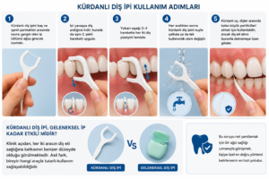 Diş ipi nasıl kullanılır? Adım adım doğru teknik 7 Kürdanlı diş ipi kullanım adımları