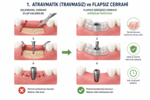 Kemik Erimesi İlacı Kullananlarda İmplant Tedavisi Yapılır mı? 19 1. Atravmatik (Travmasız) ve Flapsiz Cerrahi Yöntemi