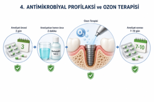 Kemik Erimesi İlacı Kullananlarda İmplant Tedavisi Yapılır mı? 22 4. Antimikrobiyal Profilaksi ve Ozon Terapisi