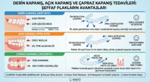Şeffaf plak tedavisi nedir, dişler ne kadar sürede düzelir? 6 Derin kapanış, açık kapanış ve çapraz kapanış tedavileri