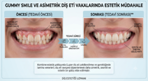 Gummy smile ve asimetrik diş eti vakalarında estetik müdahale