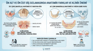 Ön alt ve ön üst diş sızlaması arasındaki anatomik farklar