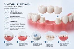 Köprü Diş Nedir? Çeşitleri, Fiyatları ve Bakım Rehberi 1 Diş köprüsü tedavisinde eksik dişin yapay diş ile tamamlanmasını gösteren görsel