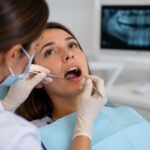 KOSTÜ Diş Hekimliği kliniklerinde yirmilik diş iltihabı belirtileri şikayetiyle uzman hekim tarafından muayene edilen kadın hasta.